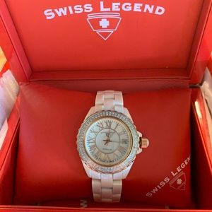 RARE Swiss Legend Rose-gold Ceramic Diamnd Watch